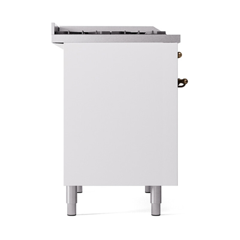 Nostalgie II 40 UPD40FQNMPWHB Freestanding Dual Fuel Range with 6 Sealed Burners with Griddle Double Oven with Solid Door with Bronze knobs UPD40FQNMPWHBLP