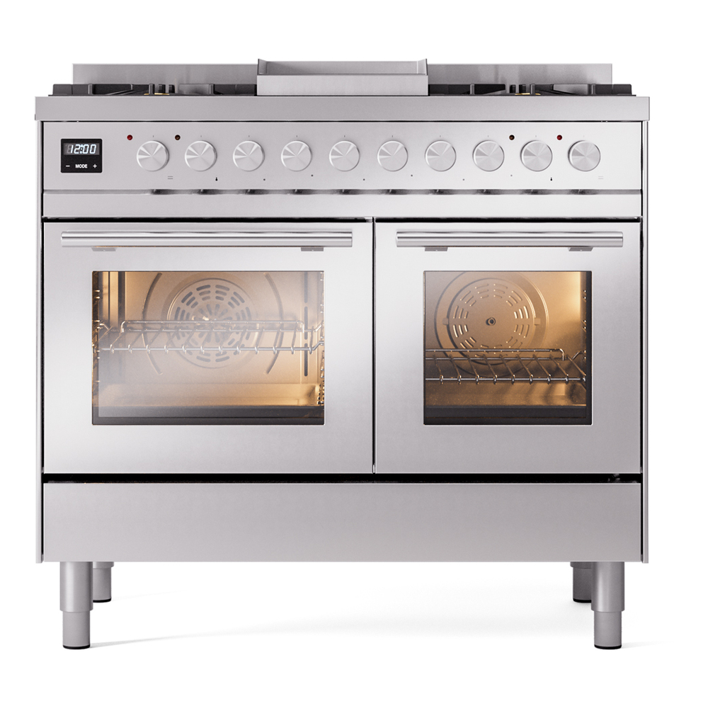 Professional Plus II Series 40 inch Freestanding Dual Fuel Range with Natural Gas, 6 Sealed Burners, Double Ovens, 4.3 cu. ft. Total Oven Capacity, Griddle, Convection Oven, Continuous Grates UPD40FWMPSS