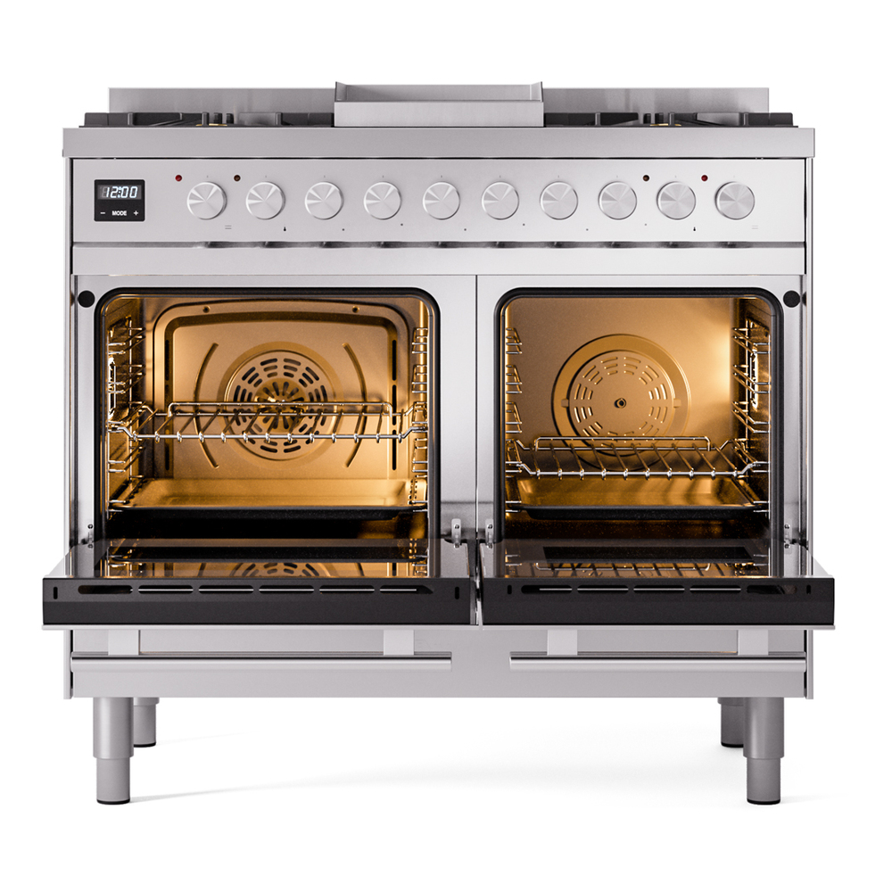 Professional Plus II Series 40 inch Freestanding Dual Fuel Range with Natural Gas, 6 Sealed Burners, Double Ovens, 4.3 cu. ft. Total Oven Capacity, Griddle, Convection Oven, Continuous Grates UPD40FWMPSS