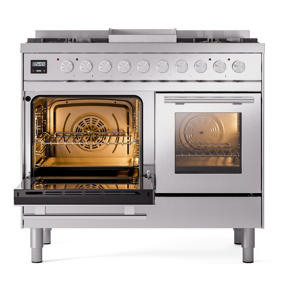 Professional Plus II Series 40 inch Freestanding Dual Fuel Range with Natural Gas, 6 Sealed Burners, Double Ovens, 4.3 cu. ft. Total Oven Capacity, Griddle, Convection Oven, Continuous Grates UPD40FWMPSS
