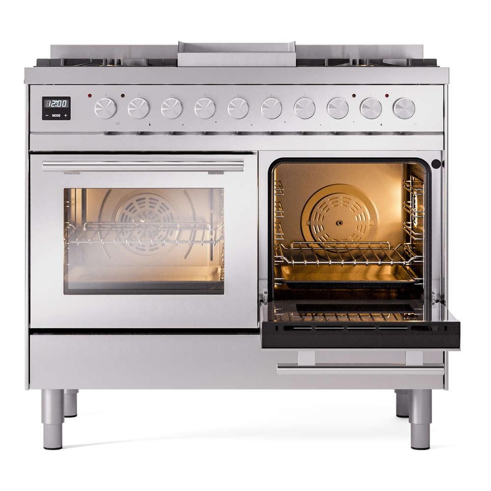 Professional Plus II Series 40 inch Freestanding Dual Fuel Range with Natural Gas, 6 Sealed Burners, Double Ovens, 4.3 cu. ft. Total Oven Capacity, Griddle, Convection Oven, Continuous Grates UPD40FWMPSS