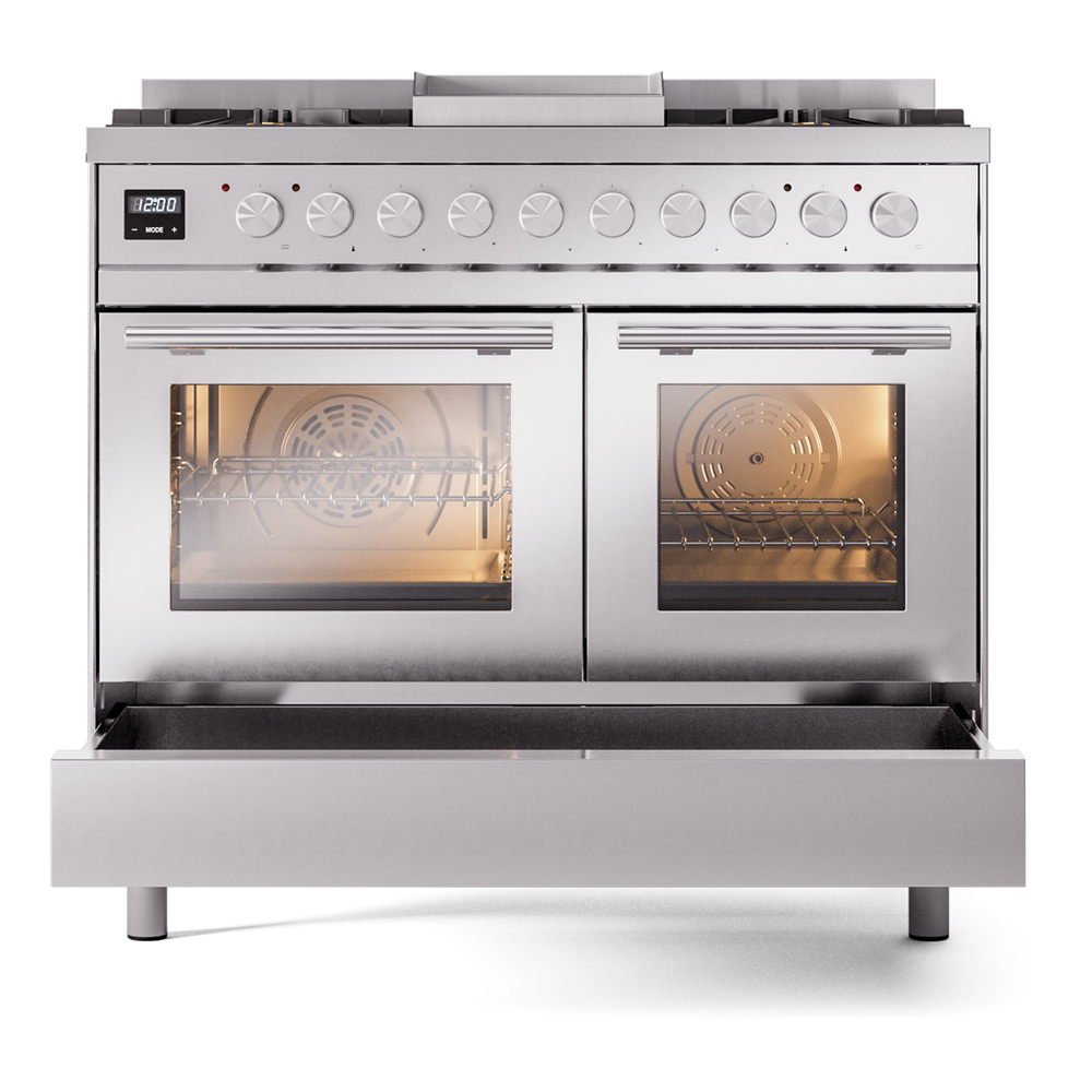 Professional Plus II Series 40 inch Freestanding Dual Fuel Range with Natural Gas, 6 Sealed Burners, Double Ovens, 4.3 cu. ft. Total Oven Capacity, Griddle, Convection Oven, Continuous Grates UPD40FWMPSS