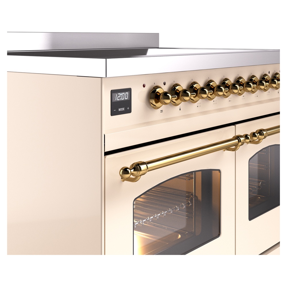 Nostalgie II Series 40 inch Freestanding Electric Induction Range with 6 Elements, Smoothtop Cooktop, 4.3 cu. ft. Total Oven Capacity, Convection Oven, Storage Drawer with Brass Trim UPDI406NMPAWG