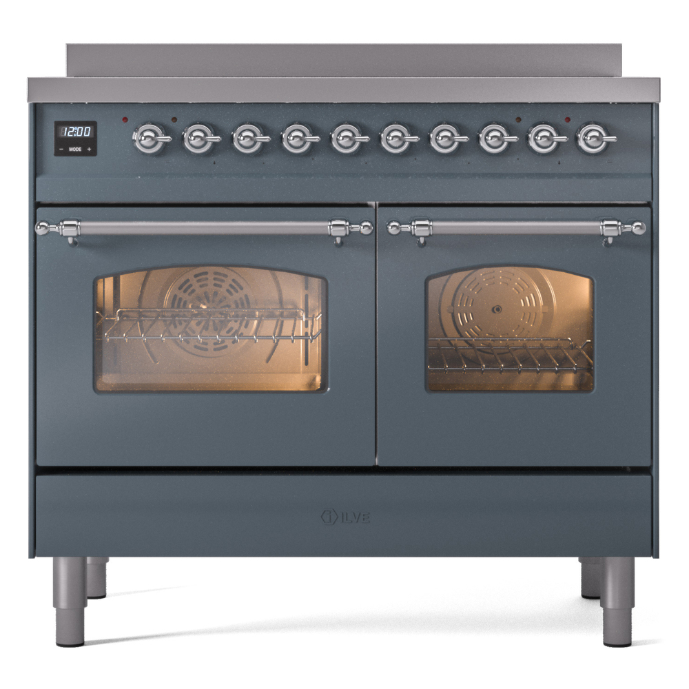 Nostalgie II 40 UPDI406NMPBGC Freestanding Electric Range Range with Induction Double Oven with Triple Glass Door with Chrome knobs UPDI406NMPBGC