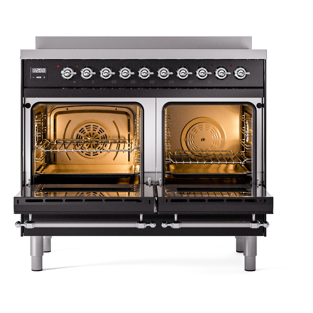 Nostalgie II 40 UPDI406NMPBKC Freestanding Electric Range Range with Induction Double Oven with Triple Glass Door with Chrome knobs UPDI406NMPBKC