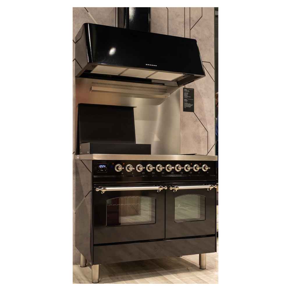 Nostalgie II 40 UPDI406NMPBKC Freestanding Electric Range Range with Induction Double Oven with Triple Glass Door with Chrome knobs UPDI406NMPBKC