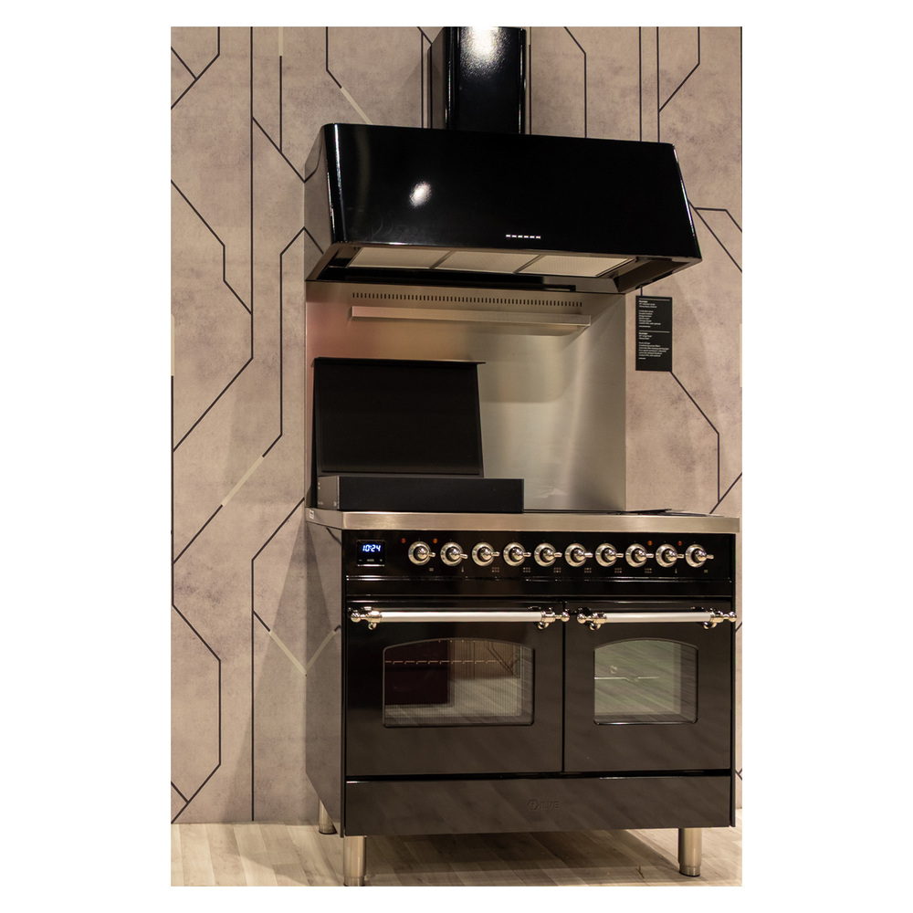 Nostalgie II 40 UPDI406NMPBKC Freestanding Electric Range Range with Induction Double Oven with Triple Glass Door with Chrome knobs UPDI406NMPBKC