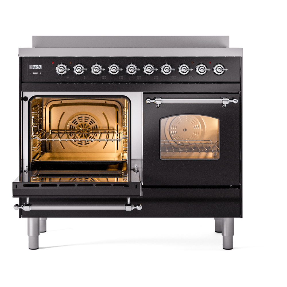 Nostalgie II 40 UPDI406NMPBKC Freestanding Electric Range Range with Induction Double Oven with Triple Glass Door with Chrome knobs UPDI406NMPBKC