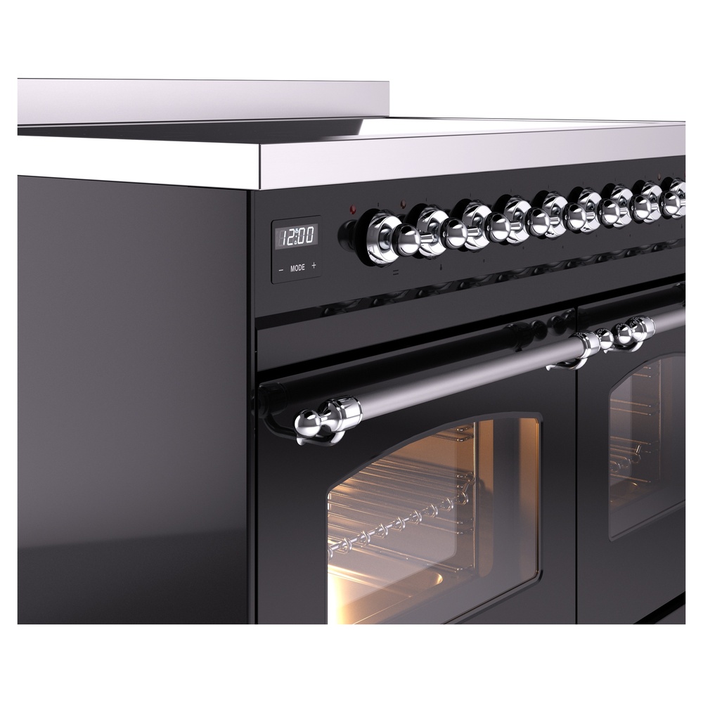 Nostalgie II 40 UPDI406NMPBKC Freestanding Electric Range Range with Induction Double Oven with Triple Glass Door with Chrome knobs UPDI406NMPBKC