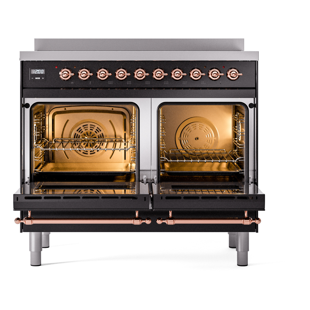 Nostalgie II 40 UPDI406NMPBKP Freestanding Electric Range Range with Induction Double Oven with Triple Glass Door with Copper knobs UPDI406NMPBKP