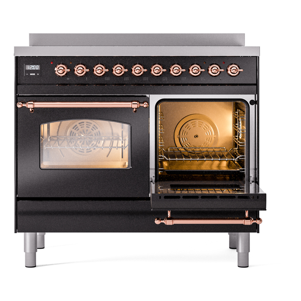 Nostalgie II 40 UPDI406NMPBKP Freestanding Electric Range Range with Induction Double Oven with Triple Glass Door with Copper knobs UPDI406NMPBKP