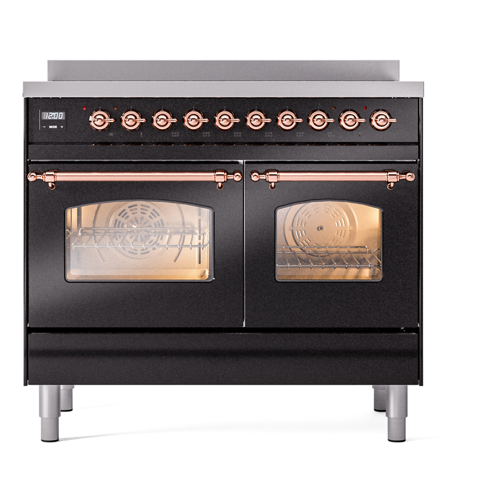 Nostalgie II 40 UPDI406NMPBKP Freestanding Electric Range Range with Induction Double Oven with Triple Glass Door with Copper knobs UPDI406NMPBKP