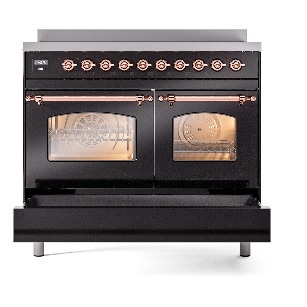 Nostalgie II 40 UPDI406NMPBKP Freestanding Electric Range Range with Induction Double Oven with Triple Glass Door with Copper knobs UPDI406NMPBKP