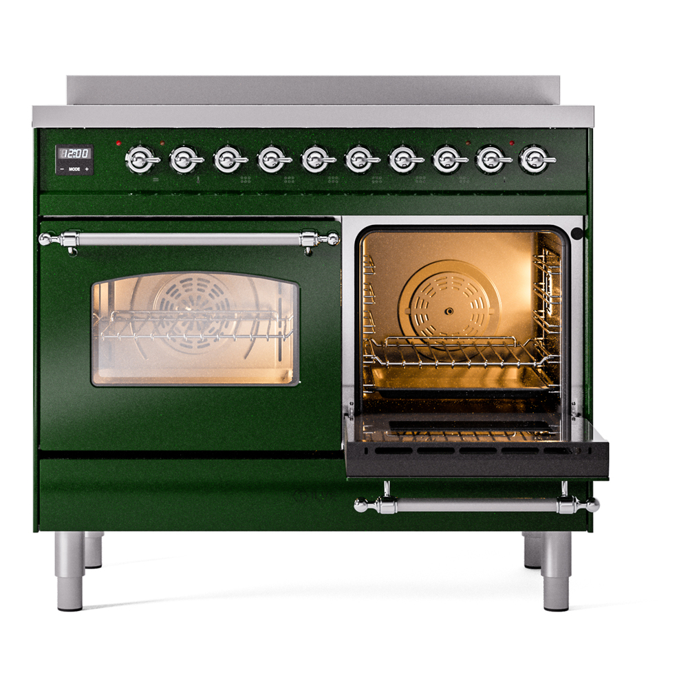 Nostalgie II 40 UPDI406NMPEGC Freestanding Electric Range Range with Induction Double Oven with Triple Glass Door with Chrome knobs UPDI406NMPEGC