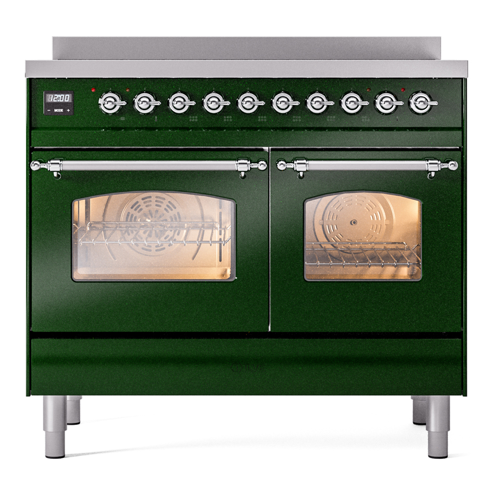 Nostalgie II 40 UPDI406NMPEGC Freestanding Electric Range Range with Induction Double Oven with Triple Glass Door with Chrome knobs UPDI406NMPEGC
