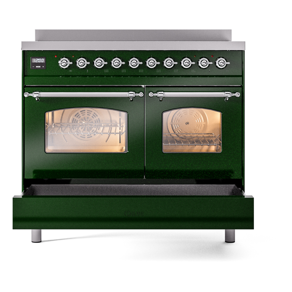 Nostalgie II 40 UPDI406NMPEGC Freestanding Electric Range Range with Induction Double Oven with Triple Glass Door with Chrome knobs UPDI406NMPEGC