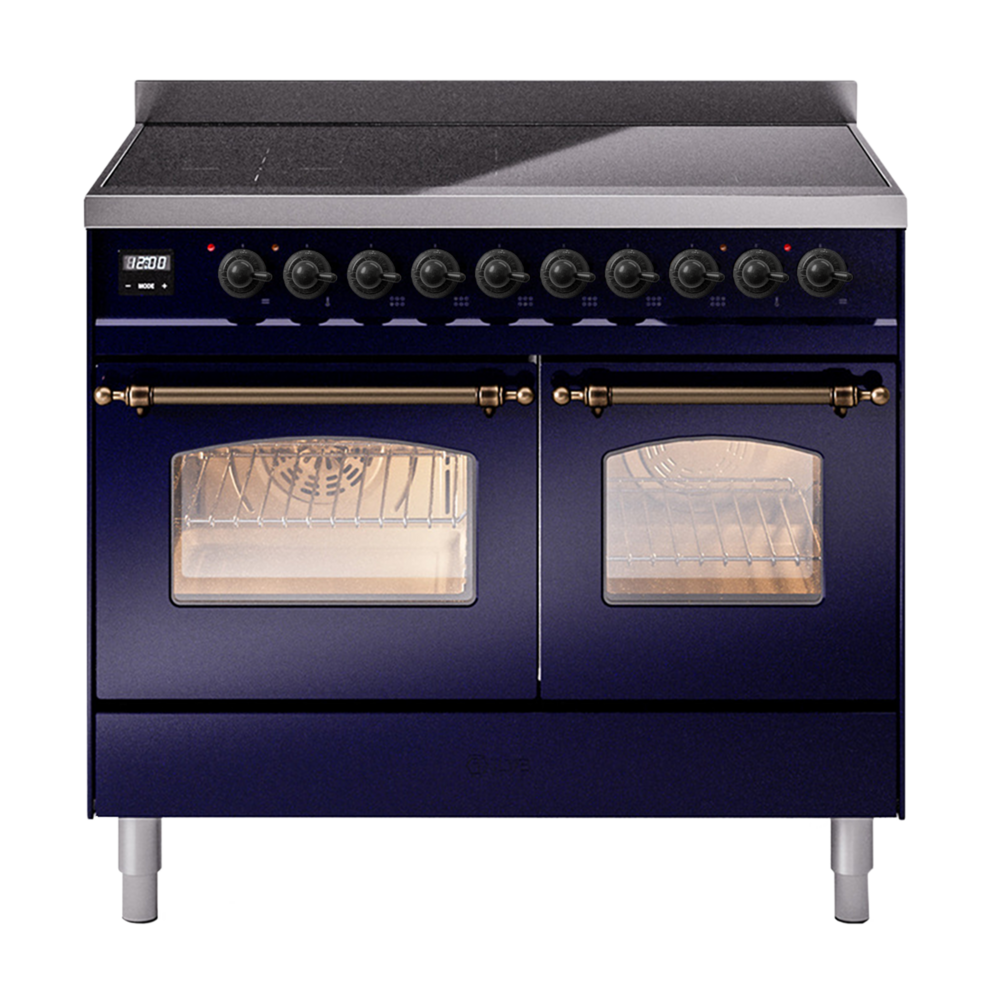Nostalgie II 40 UPDI406NMPMBB Freestanding Electric Range Range with Induction Double Oven with Triple Glass Door with Bronze knobs UPDI406NMPMBB