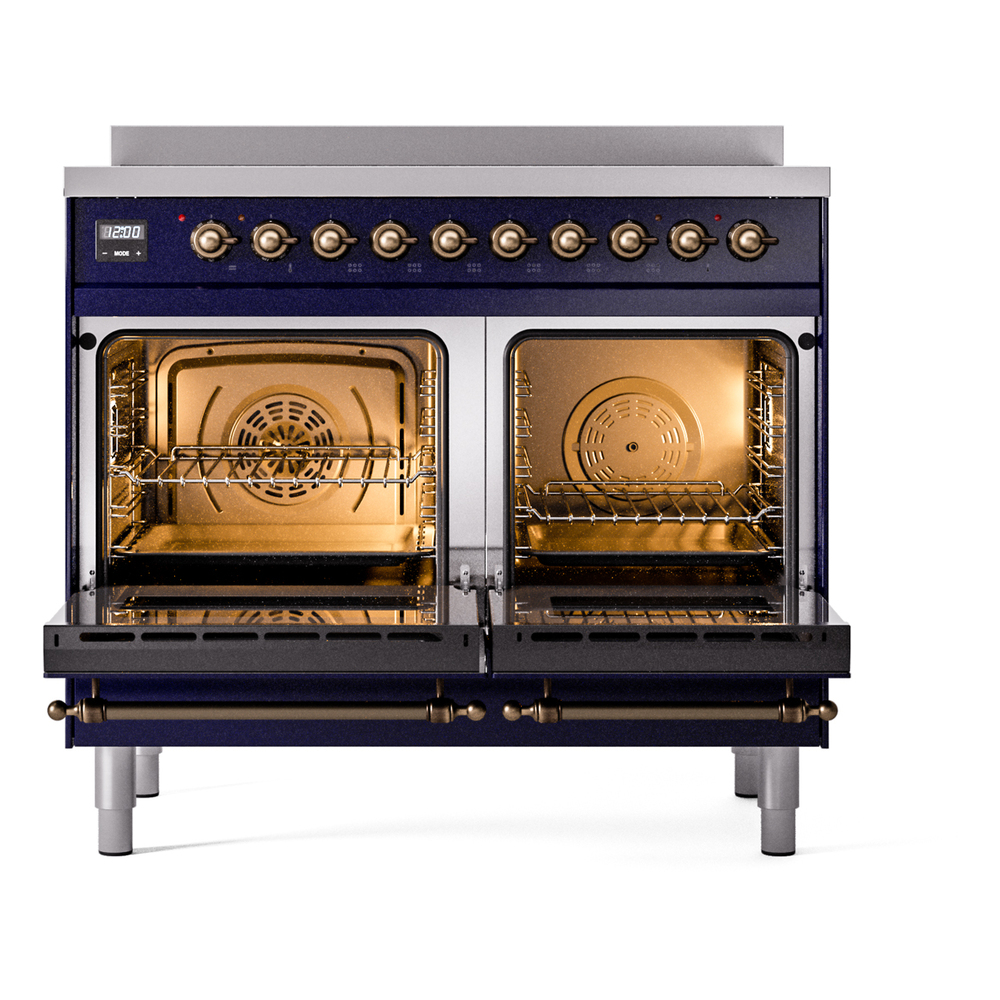 Nostalgie II 40 UPDI406NMPMBB Freestanding Electric Range Range with Induction Double Oven with Triple Glass Door with Bronze knobs UPDI406NMPMBB