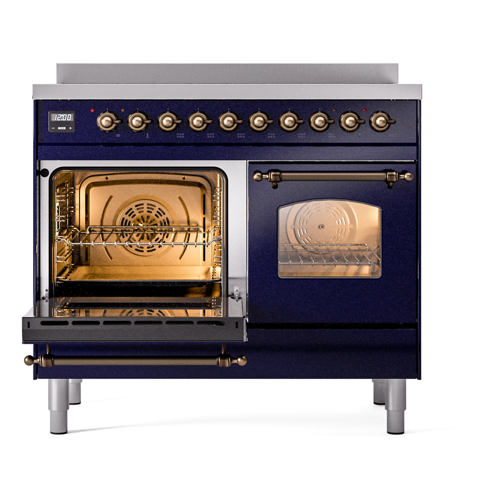 Nostalgie II 40 UPDI406NMPMBB Freestanding Electric Range Range with Induction Double Oven with Triple Glass Door with Bronze knobs UPDI406NMPMBB