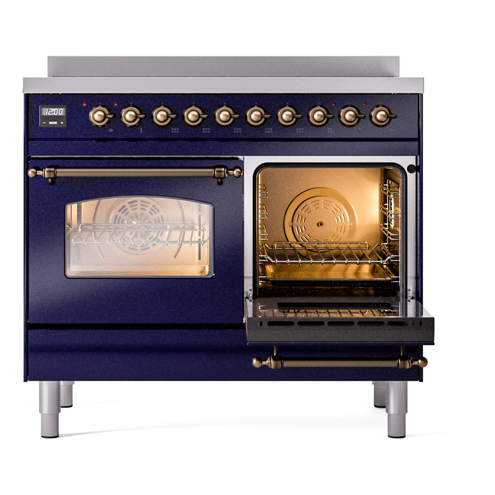 Nostalgie II 40 UPDI406NMPMBB Freestanding Electric Range Range with Induction Double Oven with Triple Glass Door with Bronze knobs UPDI406NMPMBB