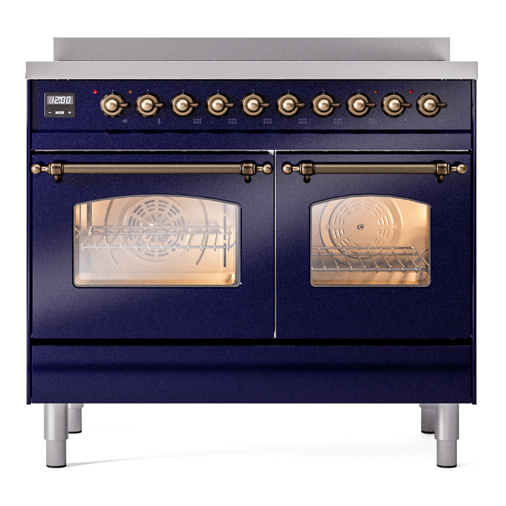 Nostalgie II 40 UPDI406NMPMBB Freestanding Electric Range Range with Induction Double Oven with Triple Glass Door with Bronze knobs UPDI406NMPMBB