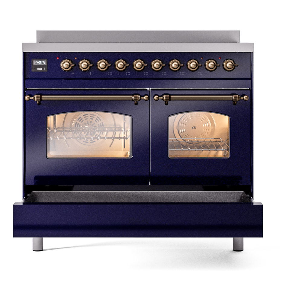 Nostalgie II 40 UPDI406NMPMBB Freestanding Electric Range Range with Induction Double Oven with Triple Glass Door with Bronze knobs UPDI406NMPMBB
