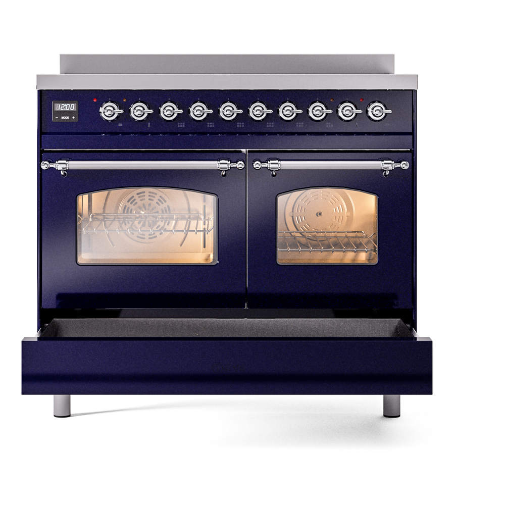 Nostalgie II 40 UPDI406NMPMBC Freestanding Electric Range Range with Induction Double Oven with Triple Glass Door with Chrome knobs UPDI406NMPMBC