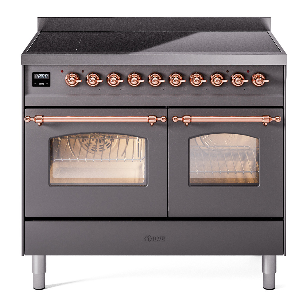 Nostalgie II 40 UPDI406NMPMGP Freestanding Electric Range Range with Induction Double Oven with Triple Glass Door with Copper knobs UPDI406NMPMGP