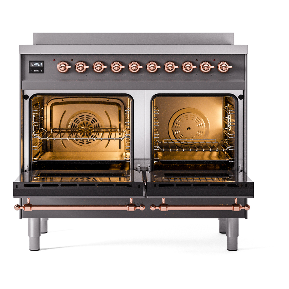Nostalgie II 40 UPDI406NMPMGP Freestanding Electric Range Range with Induction Double Oven with Triple Glass Door with Copper knobs UPDI406NMPMGP