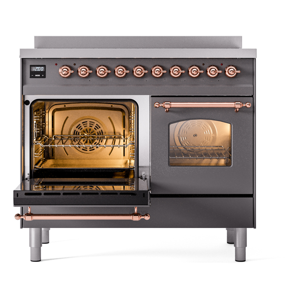 Nostalgie II 40 UPDI406NMPMGP Freestanding Electric Range Range with Induction Double Oven with Triple Glass Door with Copper knobs UPDI406NMPMGP