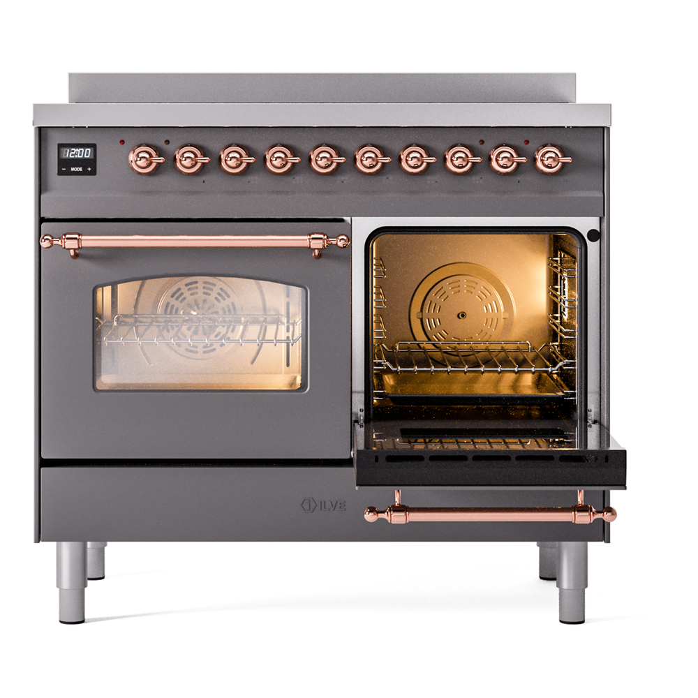 Nostalgie II 40 UPDI406NMPMGP Freestanding Electric Range Range with Induction Double Oven with Triple Glass Door with Copper knobs UPDI406NMPMGP
