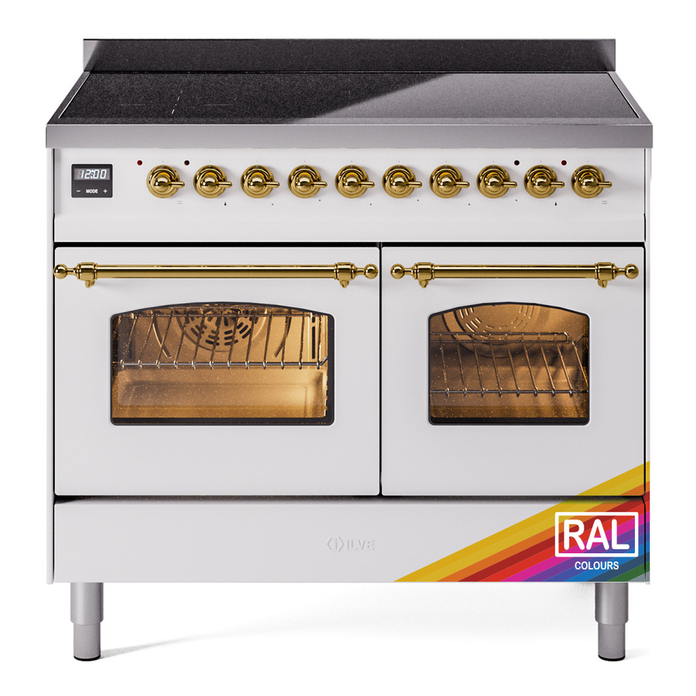 Nostalgie II 40 UPDI406NMPRAG Freestanding Electric Range Range with Induction Double Oven with Triple Glass Door with Brass knobs UPDI406NMPRAG