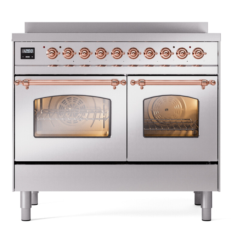 Nostalgie II 40 UPDI406NMPSSP Freestanding Electric Range Range with Induction Double Oven with Triple Glass Door with Copper knobs UPDI406NMPSSP