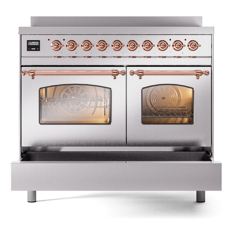 Nostalgie II 40 UPDI406NMPSSP Freestanding Electric Range Range with Induction Double Oven with Triple Glass Door with Copper knobs UPDI406NMPSSP