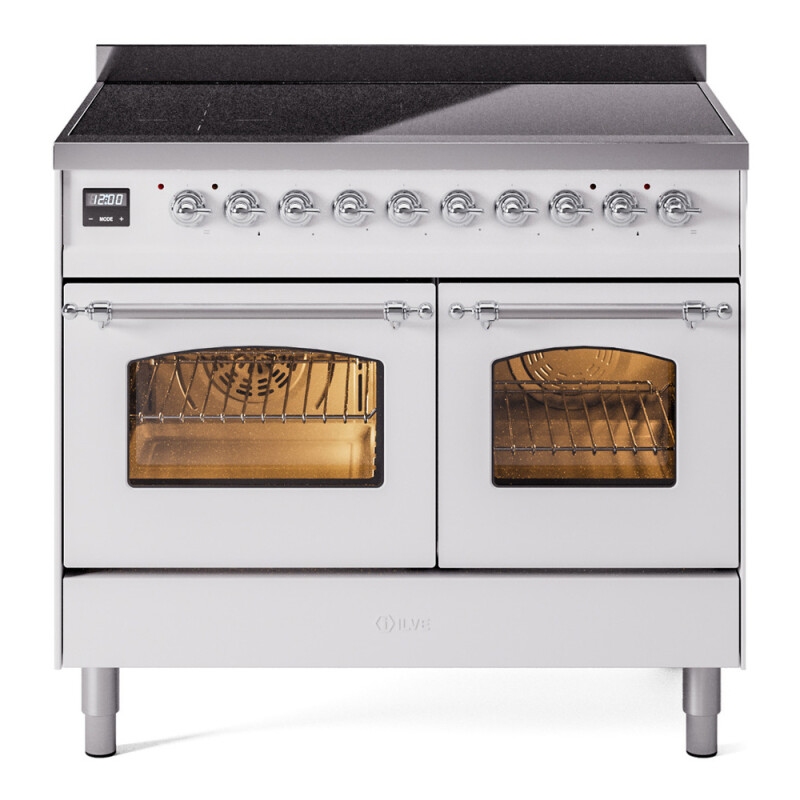 Nostalgie II 40 UPDI406NMPWHC Freestanding Electric Range Range with Induction Double Oven with Triple Glass Door with Chrome knobs UPDI406NMPWHC