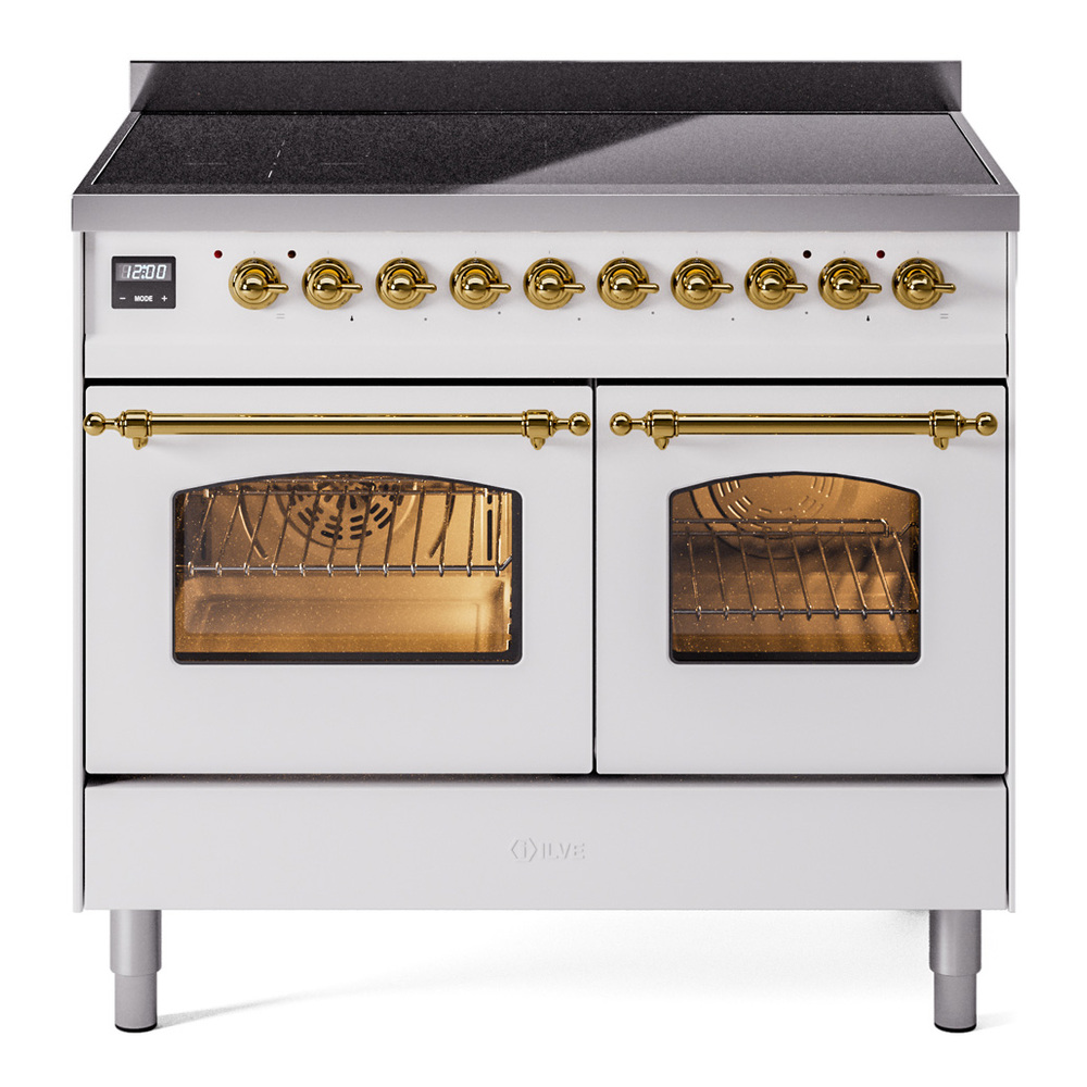 Nostalgie II Series 40 inch Freestanding Electric Induction Range with 6 Elements, Smoothtop Cooktop, 4.3 cu. ft. Total Oven Capacity, Convection Oven, Storage Drawer with Brass Trim UPDI406N