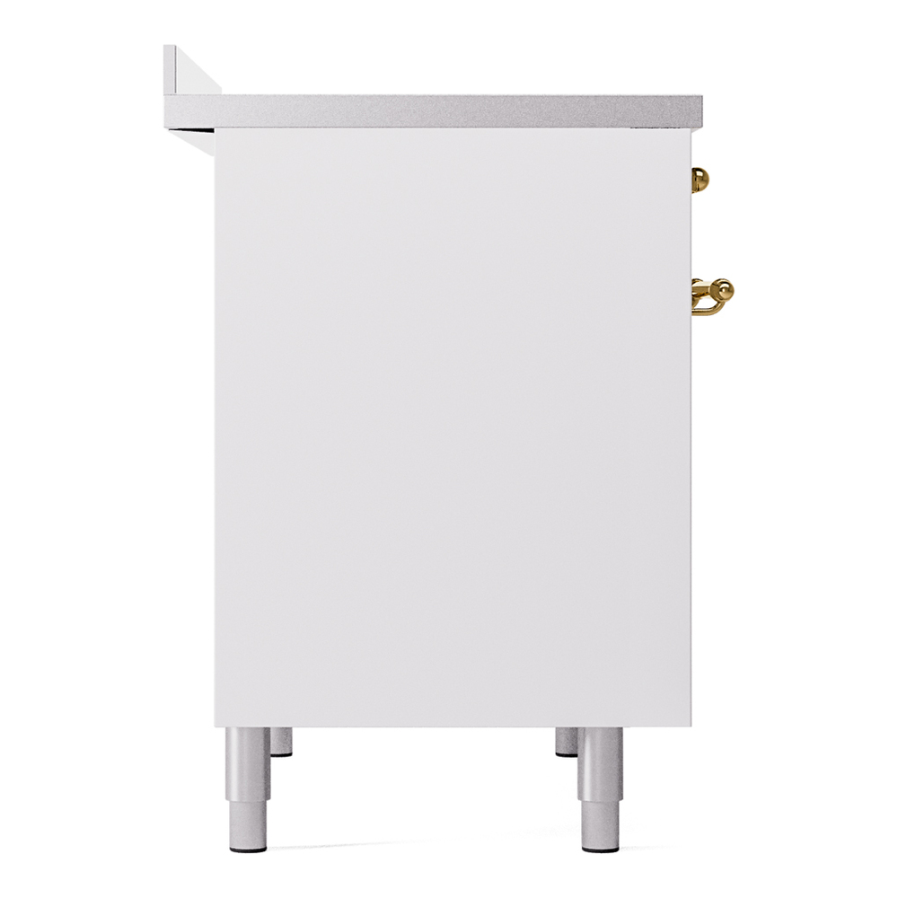 Nostalgie II Series 40 inch Freestanding Electric Induction Range with 6 Elements, Smoothtop Cooktop, 4.3 cu. ft. Total Oven Capacity, Convection Oven, Storage Drawer with Brass Trim UPDI406NMPWHG