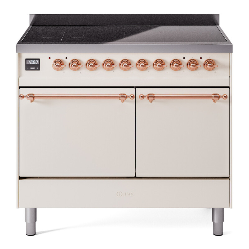 Nostalgie II 40 UPDI406QNMPAWP Freestanding Electric Range Range with Induction Double Oven with Solid Door with Copper knobs UPDI406QNMPAWP