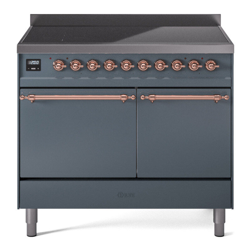 Nostalgie II 40 UPDI406QNMPBGP Freestanding Electric Range Range with Induction Double Oven with Solid Door with Copper knobs UPDI406QNMPBGP