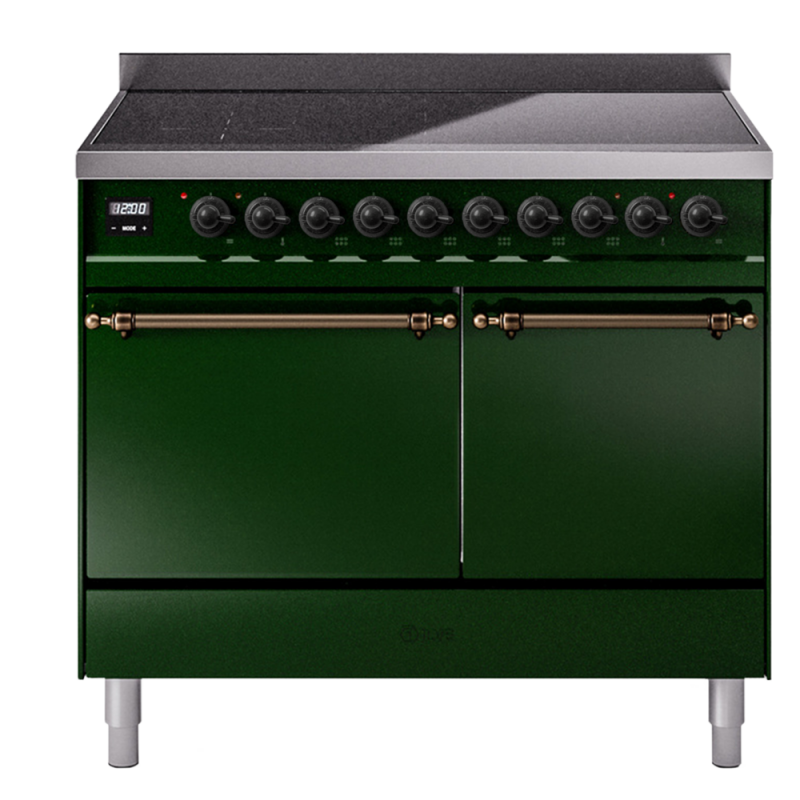 Nostalgie II 40 UPDI406QNMPEGB Freestanding Electric Range Range with Induction Double Oven with Solid Door with Bronze knobs UPDI406QNMPEGB