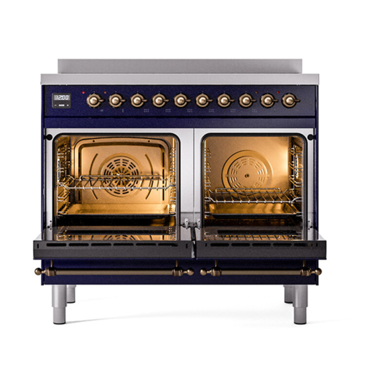 Nostalgie II 40 UPDI406QNMPMBB Freestanding Electric Range Range with Induction Double Oven with Solid Door with Bronze knobs UPDI406QNMPMBB