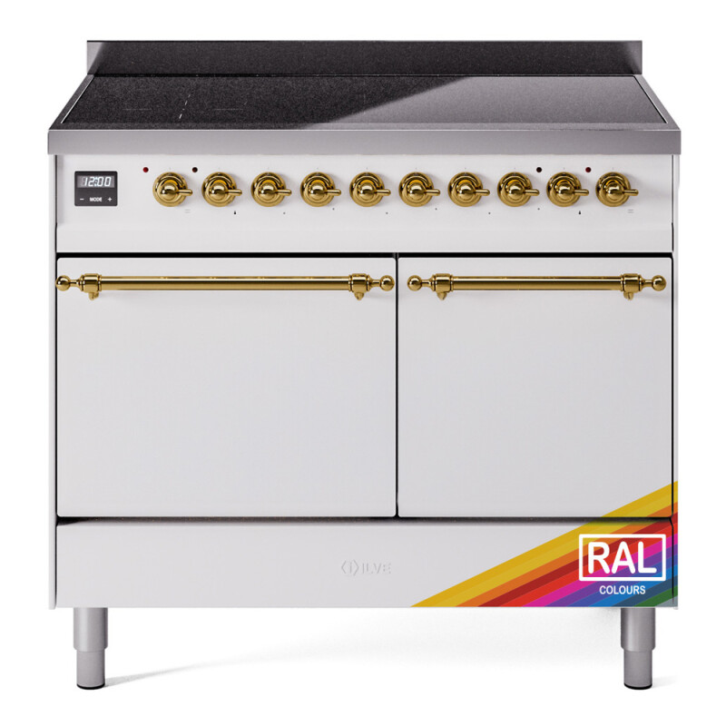Nostalgie II 40 UPDI406QNMPRAG Freestanding Electric Range Range with Induction Double Oven with Solid Door with Brass knobs UPDI406QNMPRAG