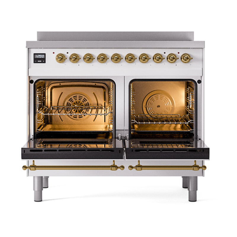 Nostalgie II 40 UPDI406QNMPRAG Freestanding Electric Range Range with Induction Double Oven with Solid Door with Brass knobs UPDI406QNMPRAG