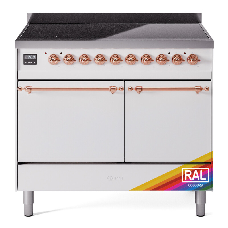 Nostalgie II 40 UPDI406QNMPRAP Freestanding Electric Range Range with Induction Double Oven with Solid Door with Copper knobs UPDI406QNMPRAP