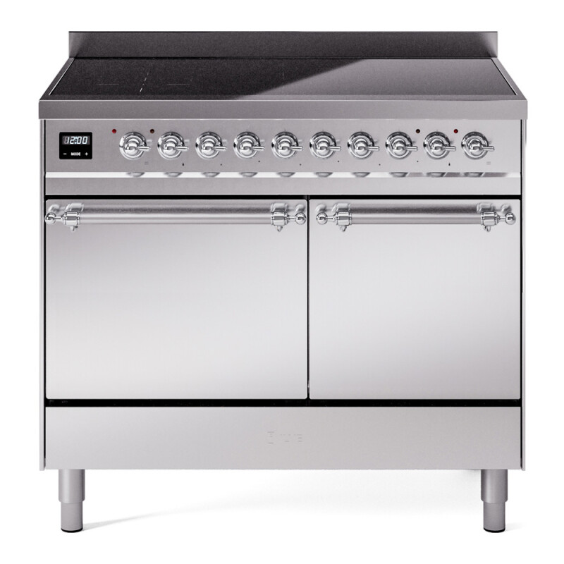 Nostalgie II 40 UPDI406QNMPSSC Freestanding Electric Range Range with Induction Double Oven with Solid Door with Chrome knobs UPDI406QNMPSSC