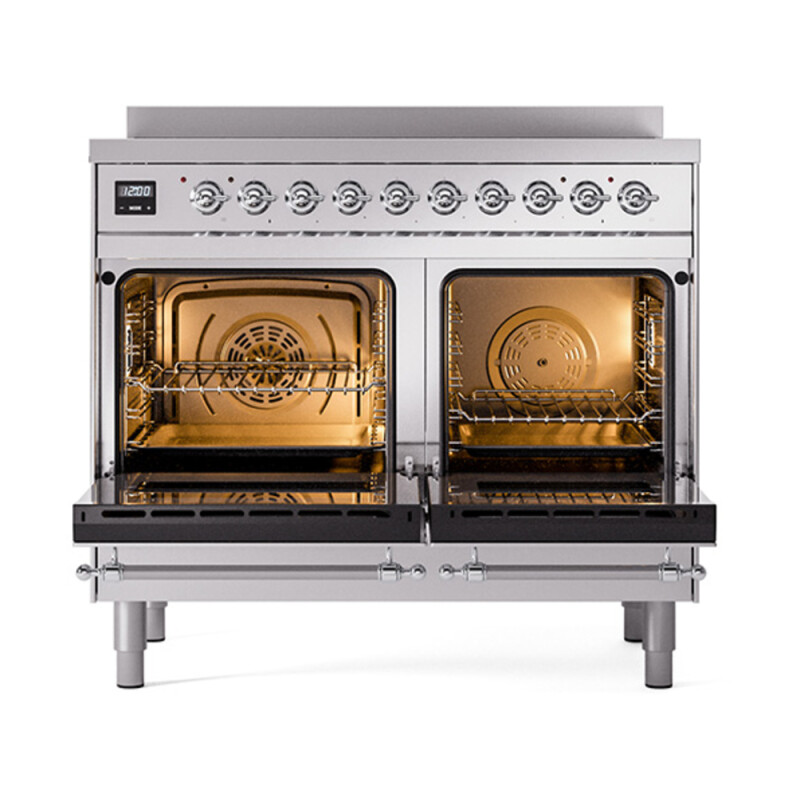 Nostalgie II 40 UPDI406QNMPSSC Freestanding Electric Range Range with Induction Double Oven with Solid Door with Chrome knobs UPDI406QNMPSSC