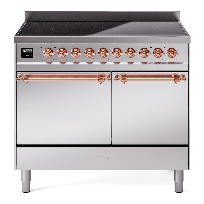 Nostalgie II 40 UPDI406QNMPSSP Freestanding Electric Range Range with Induction Double Oven with Solid Door with Copper knobs UPDI406QNMPSSP