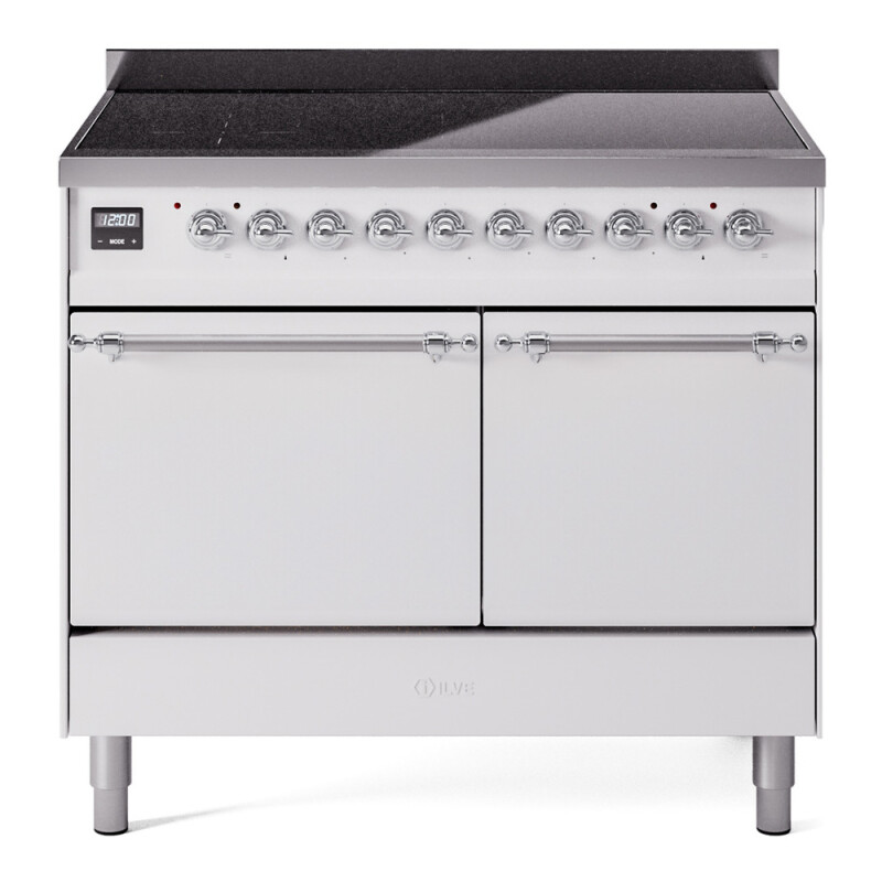 Nostalgie II 40 UPDI406QNMPWHC Freestanding Electric Range Range with Induction Double Oven with Solid Door with Chrome knobs UPDI406QNMPWHC