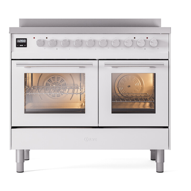 Professional Plus II 40 UPDI406WMPWH Freestanding Electric Range Range with Induction Double Oven with Triple Glass Door with Stainless Steel knobs UPDI406WMPWH