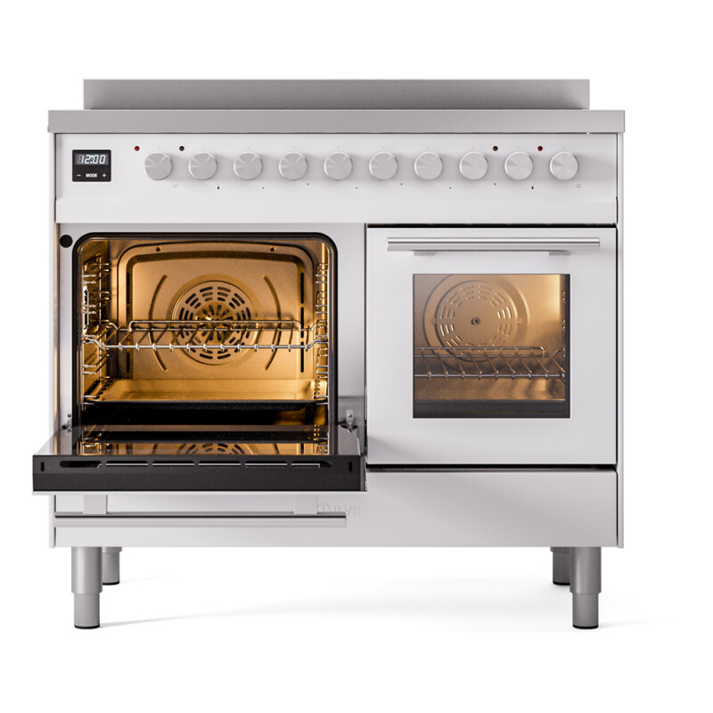 Professional Plus II 40 UPDI406WMPWH Freestanding Electric Range Range with Induction Double Oven with Triple Glass Door with Stainless Steel knobs UPDI406WMPWH